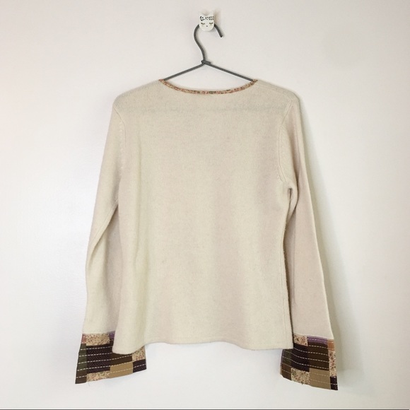 J.Jill Lambswool Patchwork Bell Sleeve Sweater Cream Size Small - Picture 3 of 8